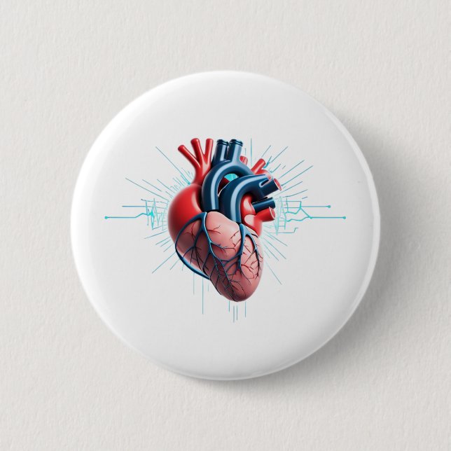 Anatomical Heart - Artistic Medical Abbildung Button (Vorderseite)