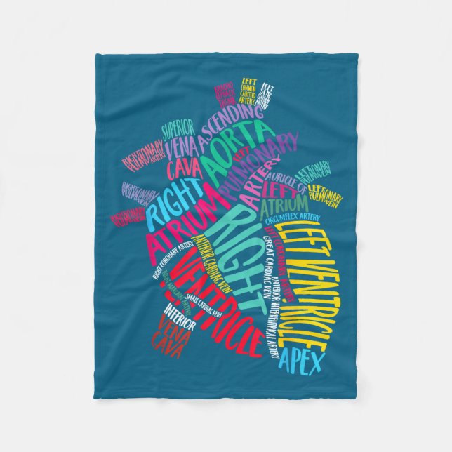 Anatomical Heart Design Cardiac Cardiovascular Icu Fleecedecke (Vorderseite)