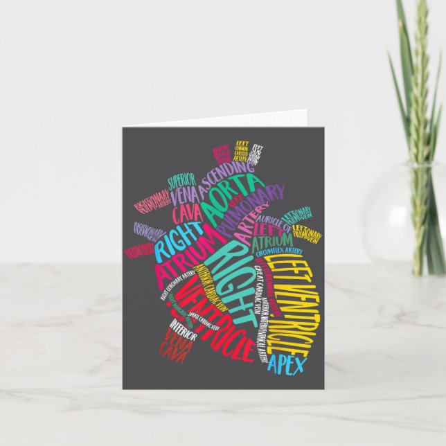 Anatomical Heart Design Cardiac Cardiovascular Icu Karte (Vorderseite)