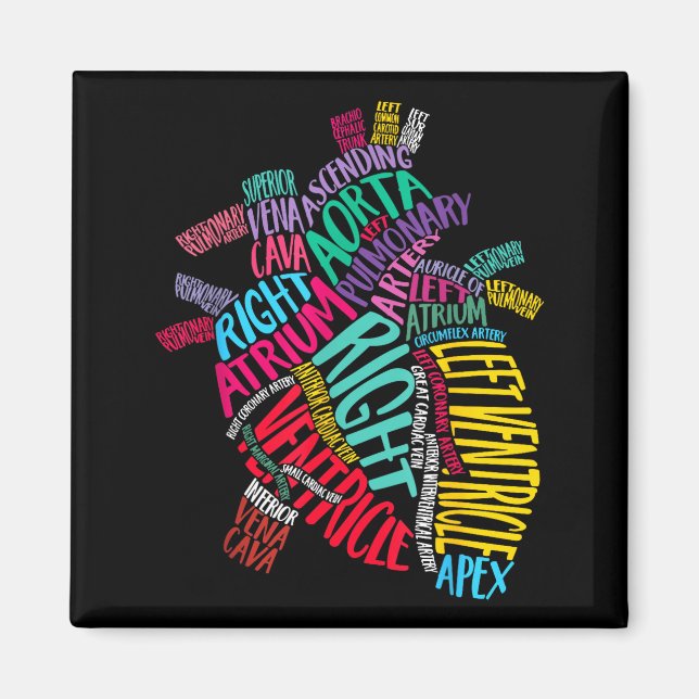 Anatomical Heart Design Cardiac Cardiovascular Icu Magnet (Vorne)