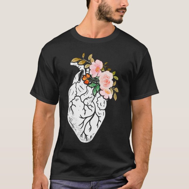 Anatomical Heart Flowers Cardiologist Surgeon Surv T-Shirt (Vorderseite)