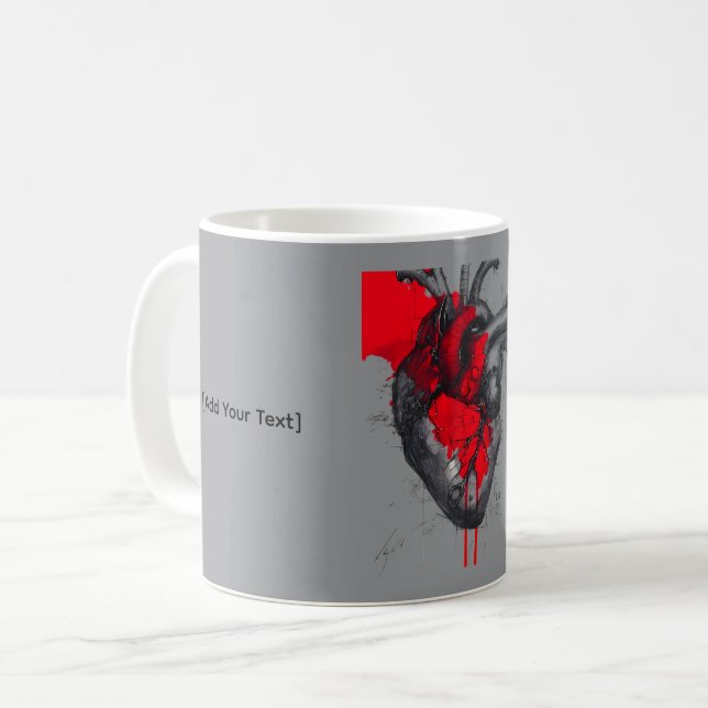 Anatomical Heart Sketch Trash Polka Art Mug Kaffeetasse (Vorderseite Links)