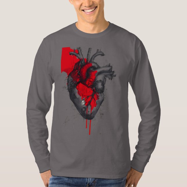 Anatomical Heart Trash Polka Art Long Sleeve T-Shirt (Vorderseite)