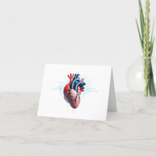 Anatomical Heart with EKG - Medical Art Design Dankeskarte