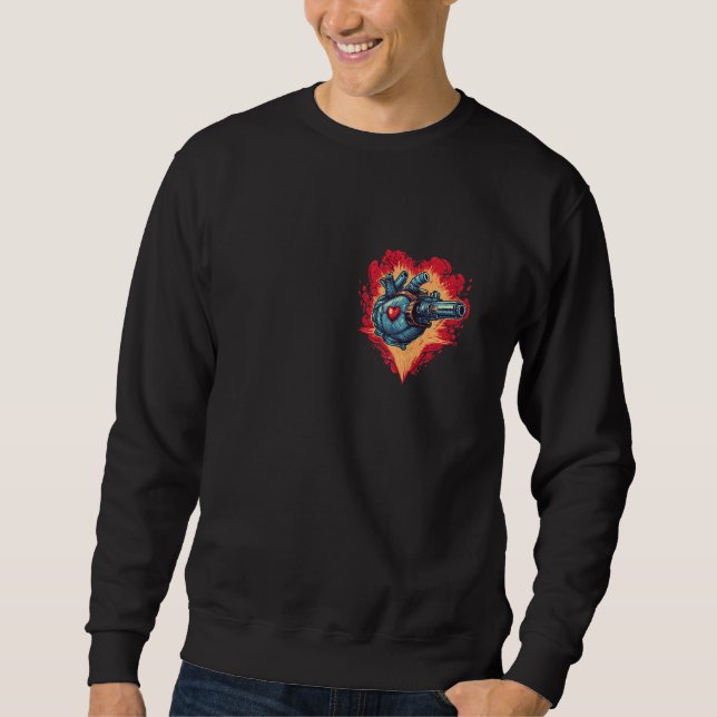 Anatomical Mechanical Heart with Laser Gun Cyberpu Sweatshirt (Vorderseite)
