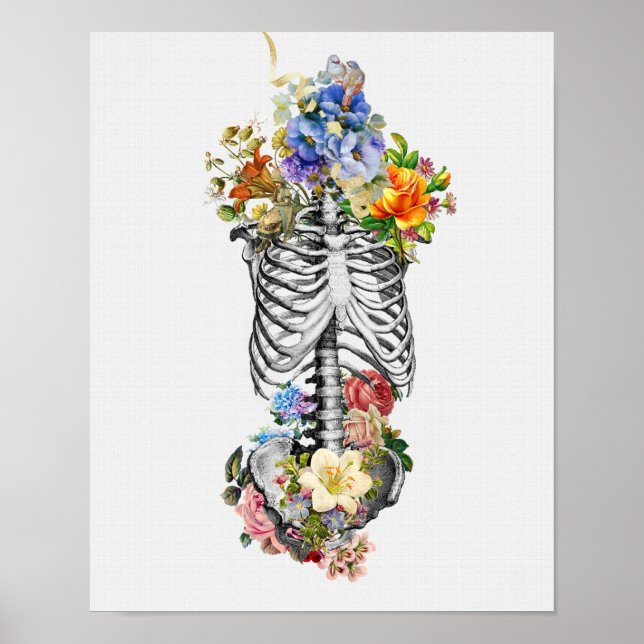 Anatomie Art Print Skeleton Blume | Medizinische M Poster (Vorne)