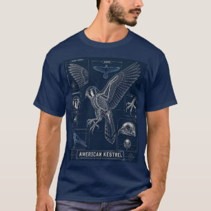Anatomie-Blueprint des amerikanischen Turmfalken T-Shirt