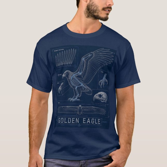 Anatomie-Blueprint Steinadler T-Shirt (Vorderseite)