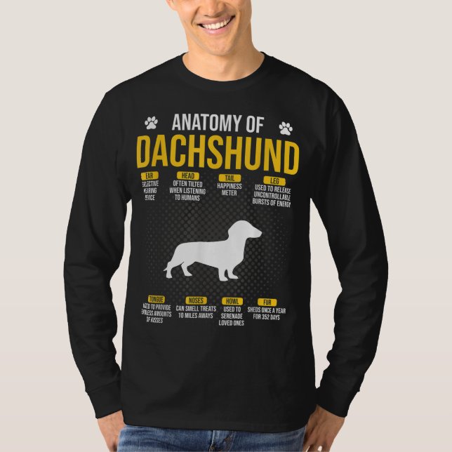 Anatomie der Dackel Hund Lover T-Shirt (Vorderseite)