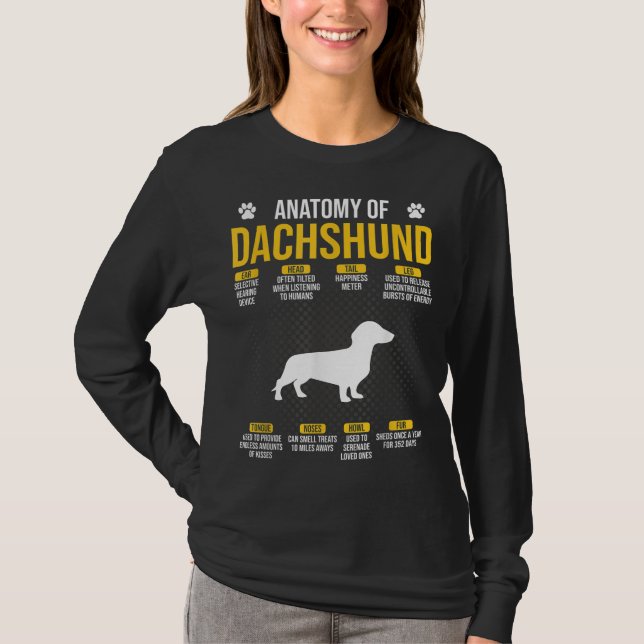 Anatomie der Dackel Hund Lover T-Shirt (Vorderseite)