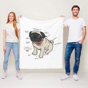 Anatomie der Hundekarte des Mops Fleecedecke