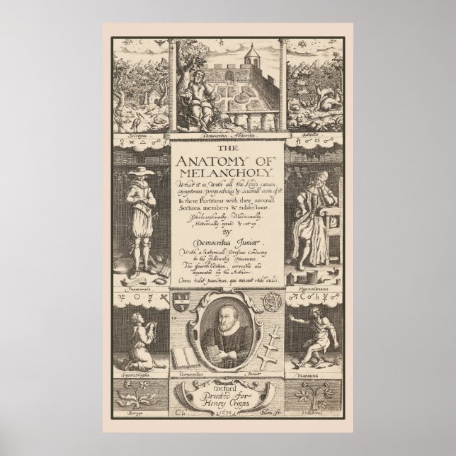 Anatomie der Melancholie 1621 Psychologische Studi Poster (Vorne)