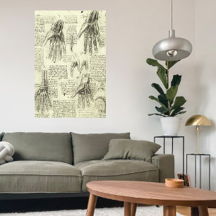 Anatomie der menschlichen Hand durch Leonardo da V Leinwanddruck