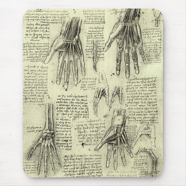 Anatomie der menschlichen Hand durch Leonardo da V Mousepad (Vorne)