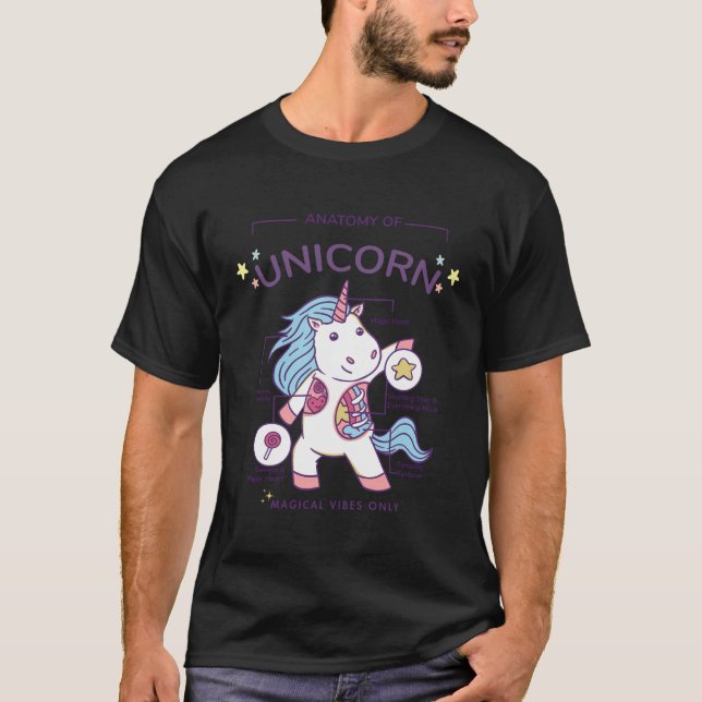 Anatomie der Unicorn-Illustration Inspiration Magi T-Shirt (Vorderseite)
