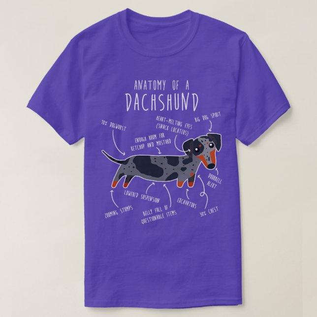 Anatomie des Blauen Apfels Dackel Hund T-Shirt (Design vorne)