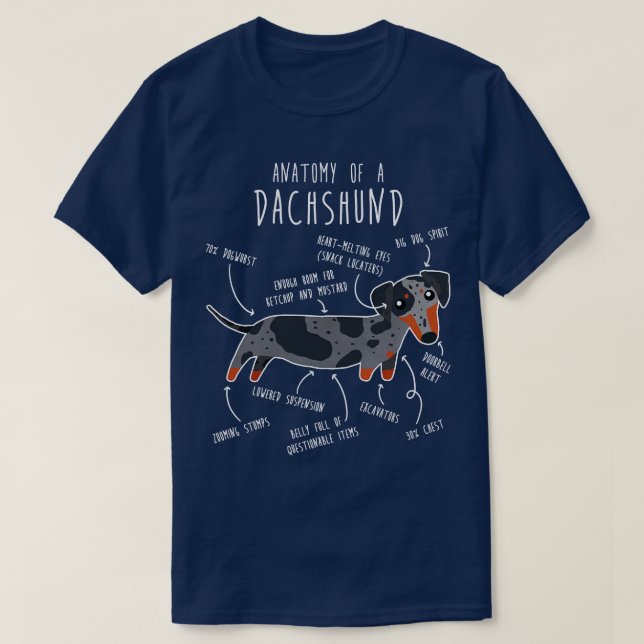 Anatomie des Blauen Apfels Dackel Hund T-Shirt (Design vorne)