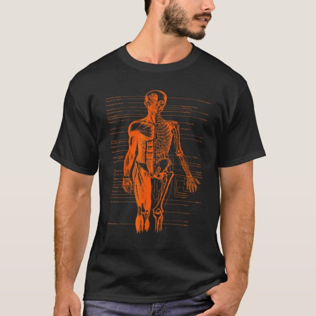 Anatomie des menschlichen Körpers Ärztin Orange T-Shirt (Vorderseite)