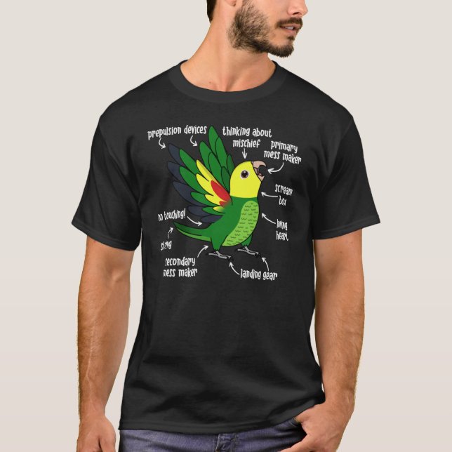 Anatomie des Papageis I zweigelber Amazonaskopf T-Shirt (Vorderseite)
