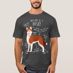 Anatomie des roten sibirischen Husky-Hundes T-Shirt