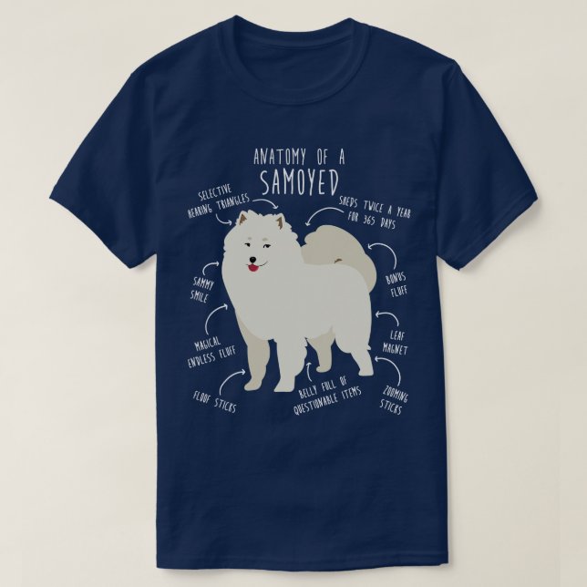 Anatomie des Samoyed Hundes 2 T-Shirt (Design vorne)