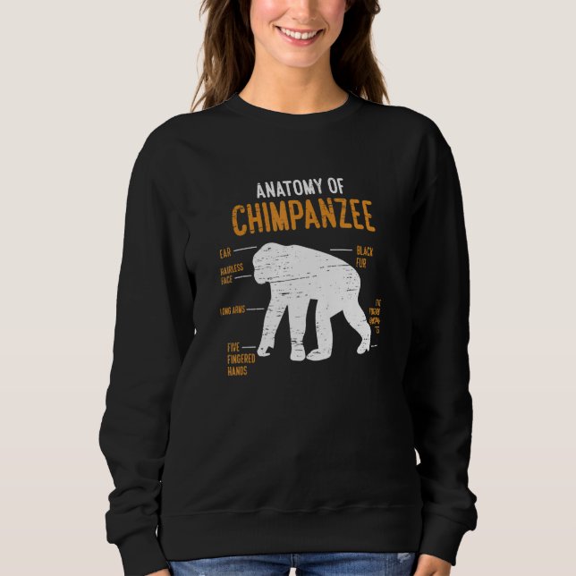 Anatomie des Schimpansen-Affen Wildlife Ch Sweatshirt (Vorderseite)