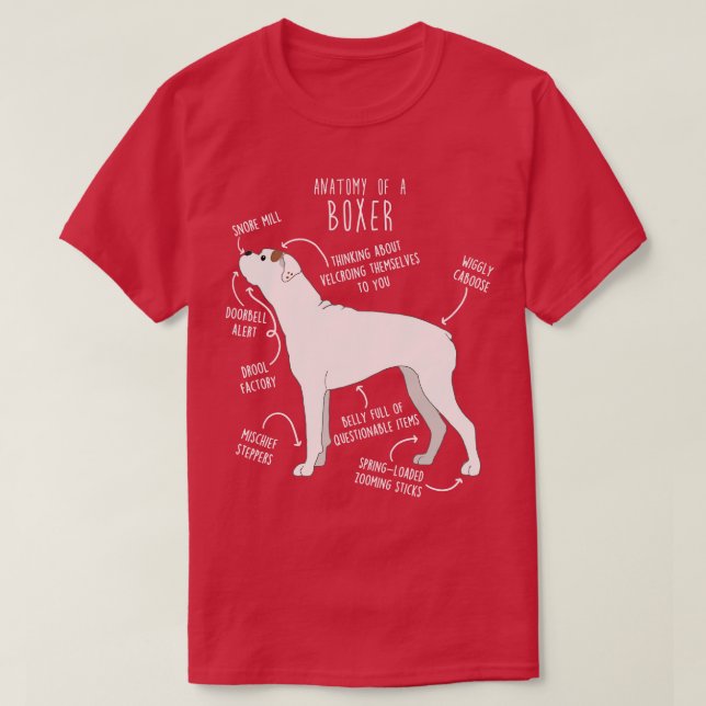 Anatomie des weißen Karos Boxer Hund 1 T-Shirt (Design vorne)