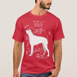 Anatomie des weißen Karos Boxer Hund 1 T-Shirt