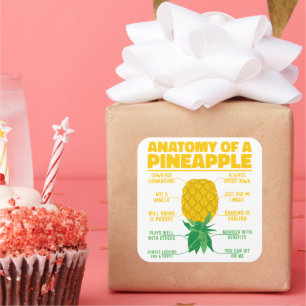 Anatomie einer Ananas Ananas Liebhaber Cooler Anan Quadratischer Aufkleber