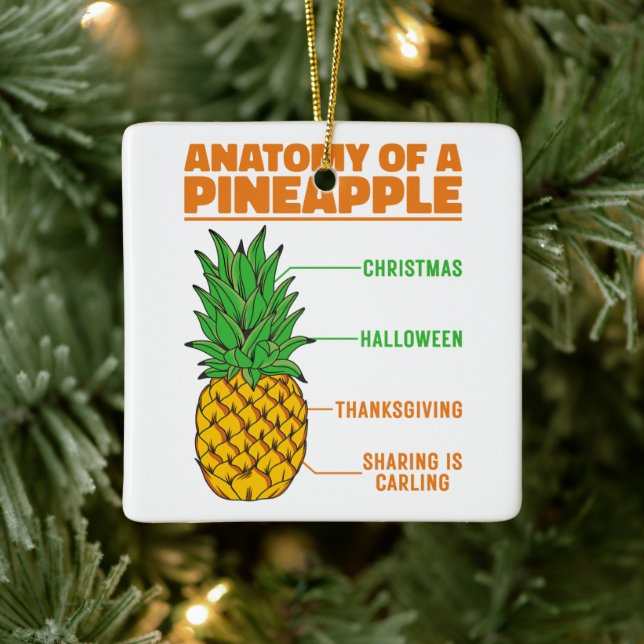Anatomie einer Ananas Liebhaberfamilie Cool Keramikornament (Baum)