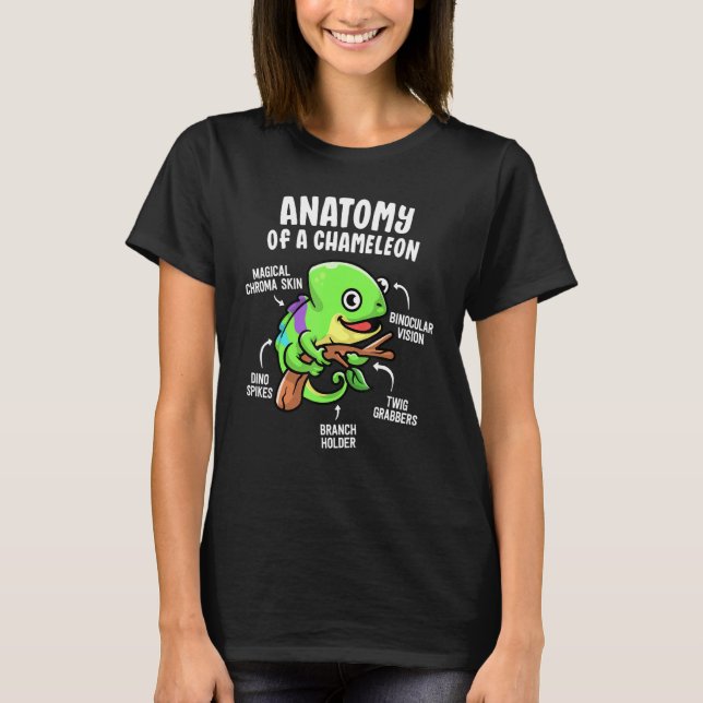 Anatomie einer Chameleon Reptile Pet Lizard T-Shirt (Vorderseite)