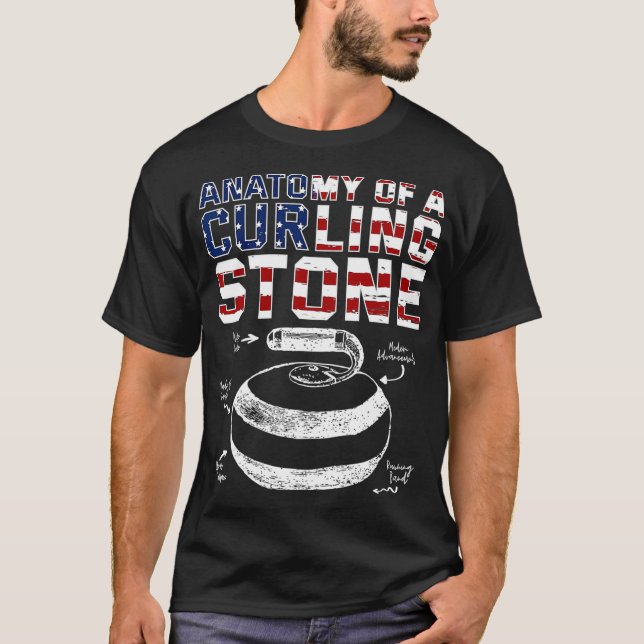 Anatomie einer Curling Stone American Flag T-Shirt (Vorderseite)