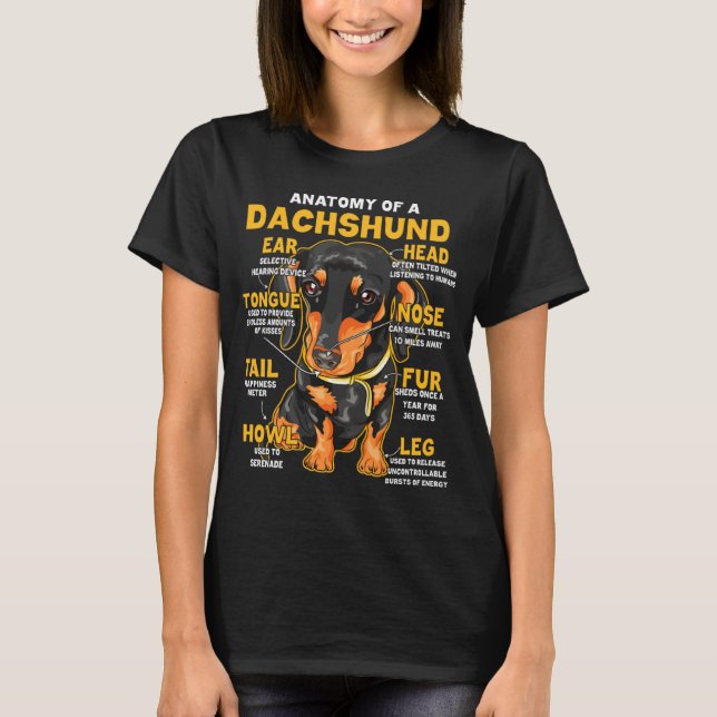 Anatomie einer Dackel für Dackel Hund T-Shirt (Vorderseite)