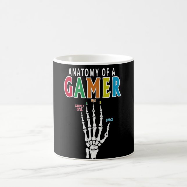 Anatomie einer Gamer Skeleton Hand Funny Coffee Ta Kaffeetasse (Mittel)