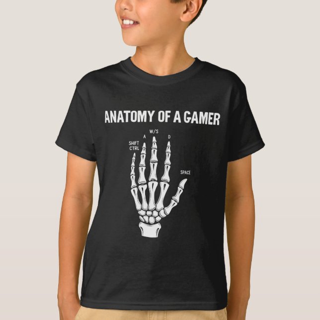 Anatomie einer Gamer Skeleton-Hand T-Shirt (Vorderseite)