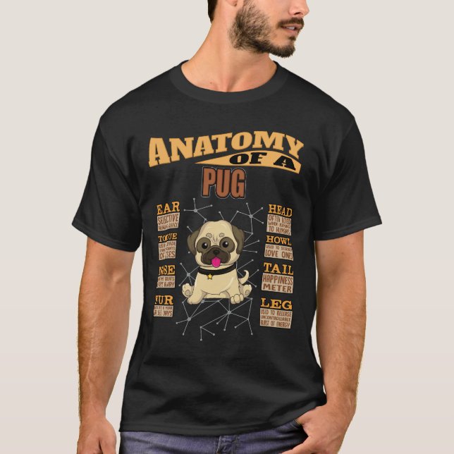 Anatomie einer Mops - Lustiges Mops-Design Klassik T-Shirt (Vorderseite)