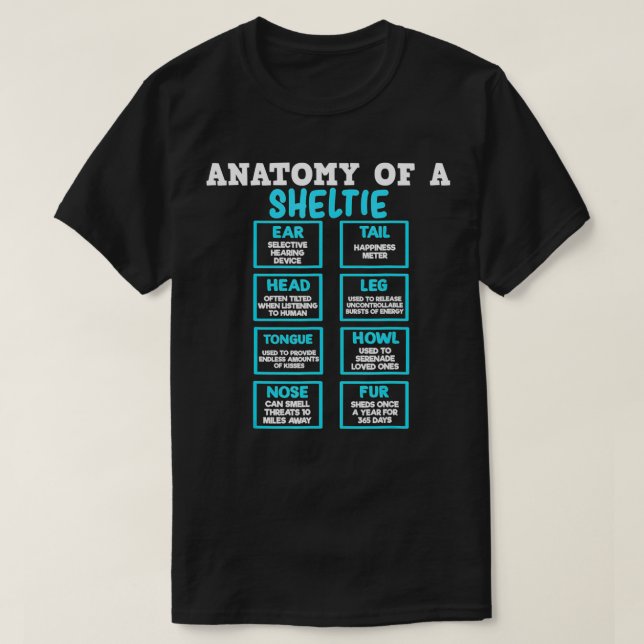 Anatomie einer Sheltie Dragon-Kugel japanisch  T-Shirt (Design vorne)
