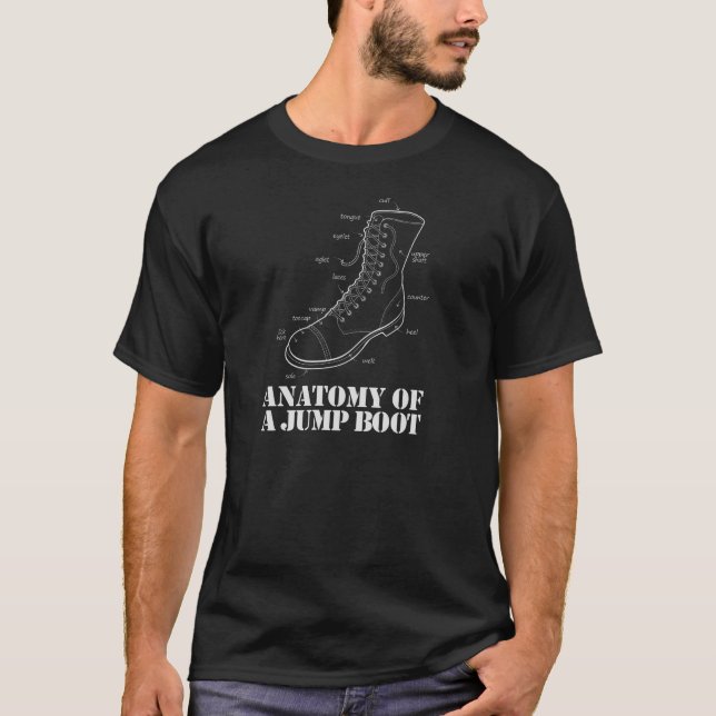 Anatomie einer Sprungs-Stiefel-Dunkelheit T-Shirt (Vorderseite)