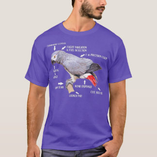 Anatomie eines afrikanischen grauen Papagei-Vogels T-Shirt