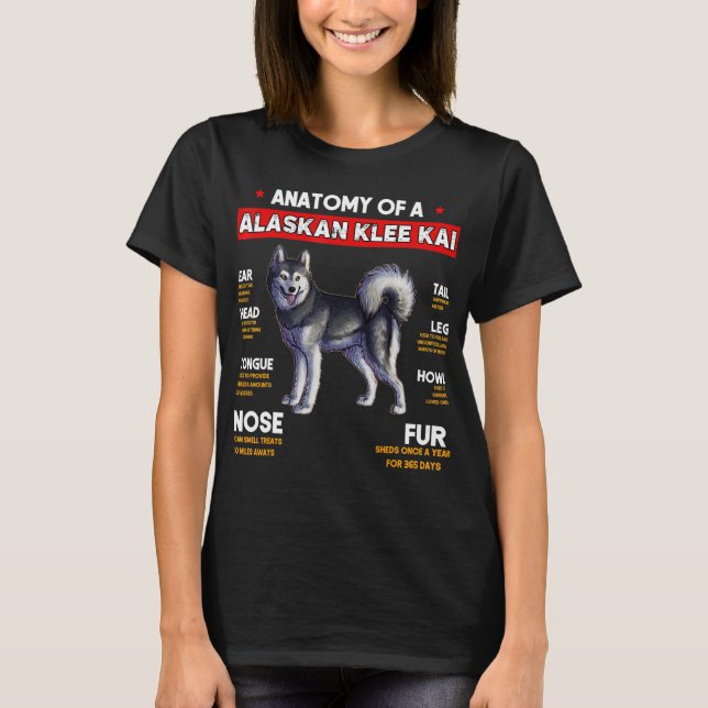 Anatomie eines Alaskan Klee Kai Hunde Liebe zum Sh T-Shirt (Vorderseite)