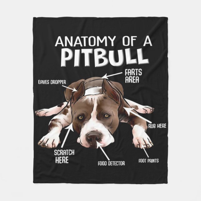 Anatomie eines amerikanischen Pitbulls Fleecedecke (Vorderseite)