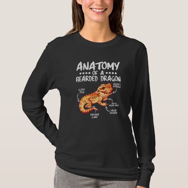Anatomie eines bärtigen Drachen für Reptilien T-Shirt (Vorderseite)