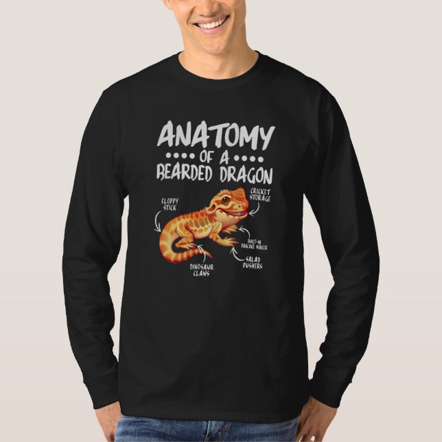 Anatomie eines bärtigen Drachen für Reptilien T-Shirt (Vorderseite)