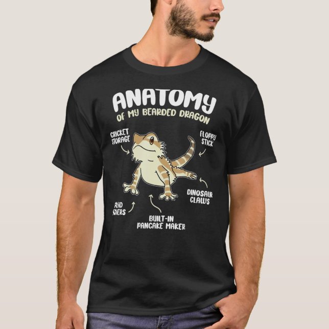 Anatomie eines bärtigen Drachen für Reptilien T-Shirt (Vorderseite)