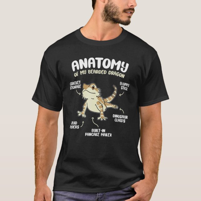 Anatomie eines bärtigen Drachen für Reptilien T-Shirt (Vorderseite)