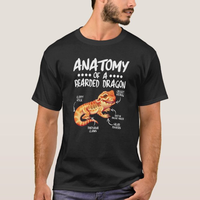 Anatomie eines bärtigen Drachen für Reptilien T-Shirt (Vorderseite)