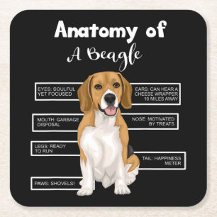 Anatomie eines Beagle Funny Hund Liebhaber Geschen Rechteckiger Pappuntersetzer
