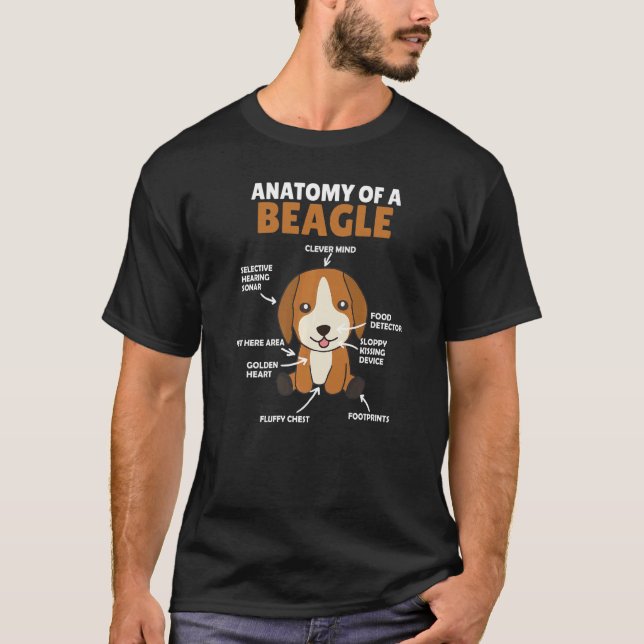 Anatomie eines Beagle Niedlich Hunde Beagle T-Shirt (Vorderseite)