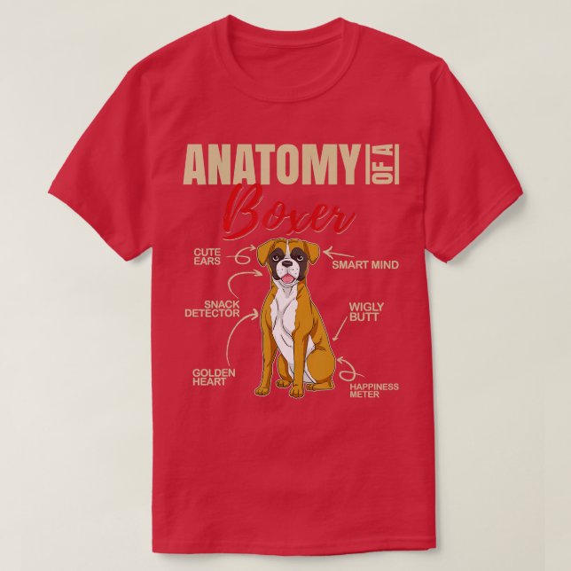 Anatomie eines Boxer Funny Boxer Hundes T-Shirt (Design vorne)