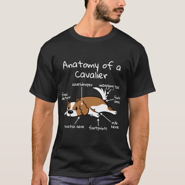 Anatomie eines Cavalier King Charles Spaniel Dog T-Shirt (Vorderseite)